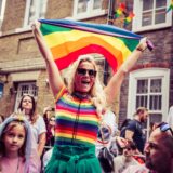 Andrew Derbyshire's sister in Archer Street, Soho, for London Pride 2022