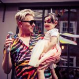 Andrew Derbyshire celebrating in Archer Street, Soho, for London Pride 2022