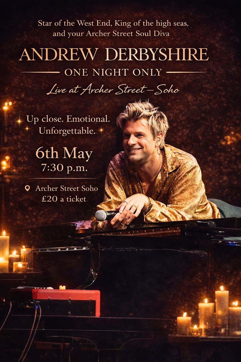 Andrew Derbyshire - One Night Only at Archer Street Soho - 6th May 2026